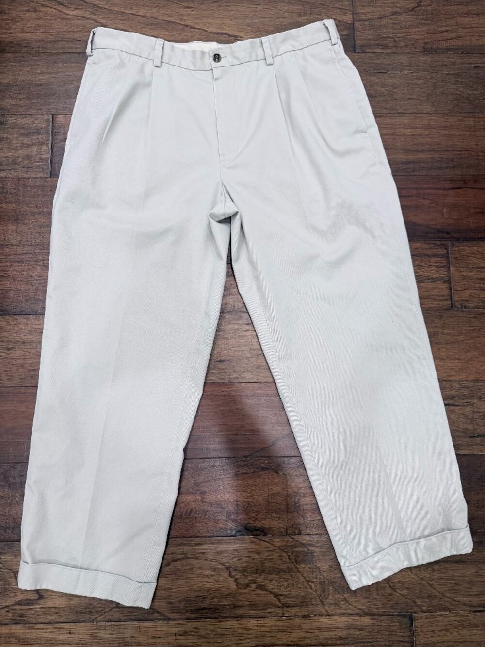 Brooks Brothers Advantage Chino Elliot Fit Pants Men’s 38x30 Cream Cotton Cuffed